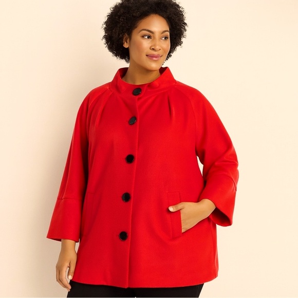 Lane Bryant Red Linen Coat Women’s Plus 22/24 Pockets Lightweight Spring Fall - Picture 1 of 8